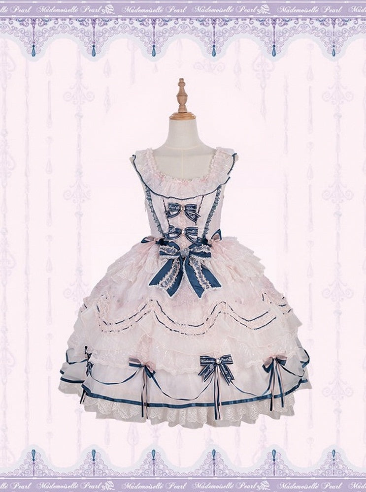 Sweet Bowknot and Embroidery JSK Dress with Lace Trim and Overlay - image 2