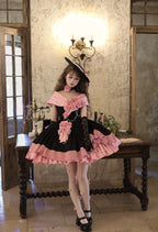 Casket Rose - Elegant Lolita Satin Corset Dress with 3D Pink Roses - image 6
