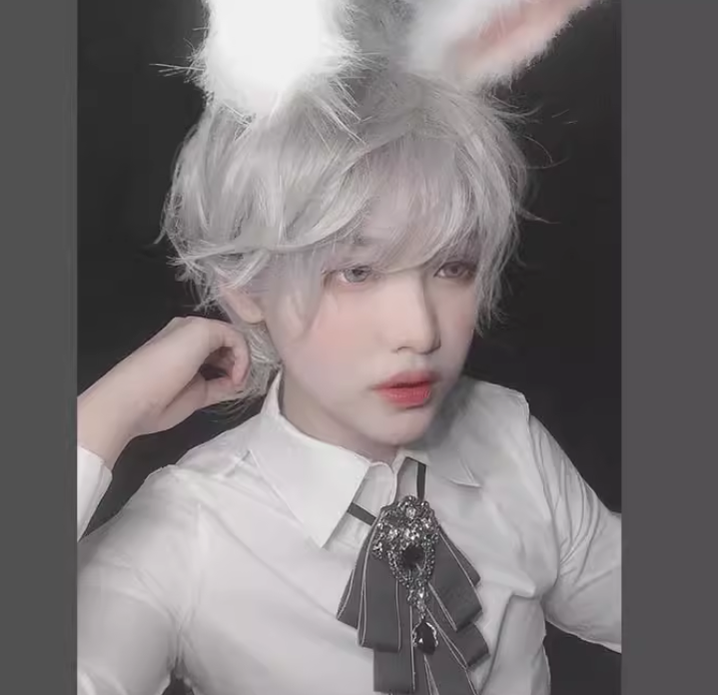 Mr. Rabbit - Gray Slightly Short Curly Wig - image 15
