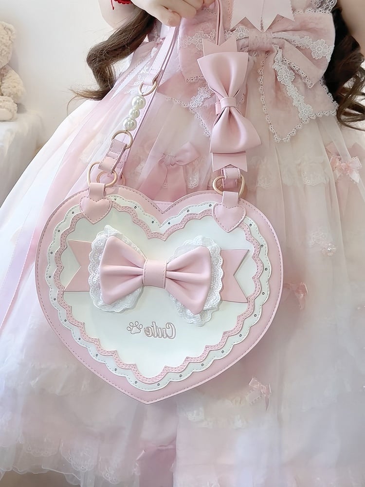 Lolita Heart-Shaped Bag with Butterfly Bow Detail - 4 Colors - image 8
