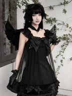 Black Gothic Pearl and Bow JSK Dress - image 5