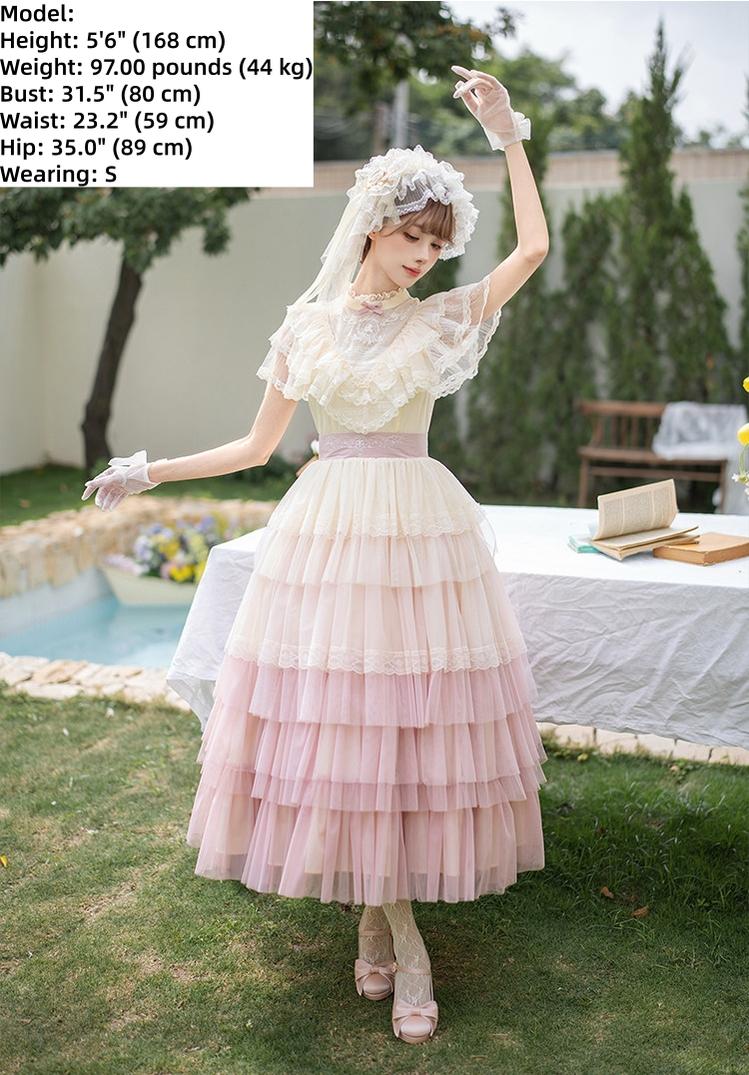 True Vow Embroidered Classic Lolita Dress with Layered Gradient Hem and Accessories - image 15