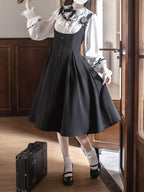 Vintage Black and White Classic Lolita Dress with Detachable Cape - image 6