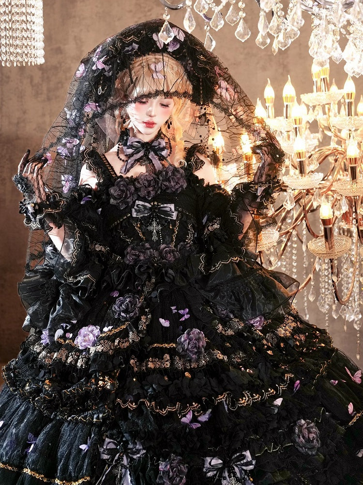 Black and Purple Ankle-Length Hanayome Hime Lolita Dress - image 10