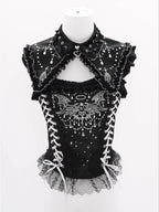Metallic Angel Black Gothic Lolita Top and Ruffled Skirt Set - image 21