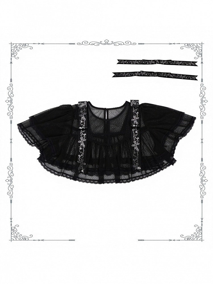 Layered Black Tulle Cape for Gothic Ensembles - iris de nuit - image 2