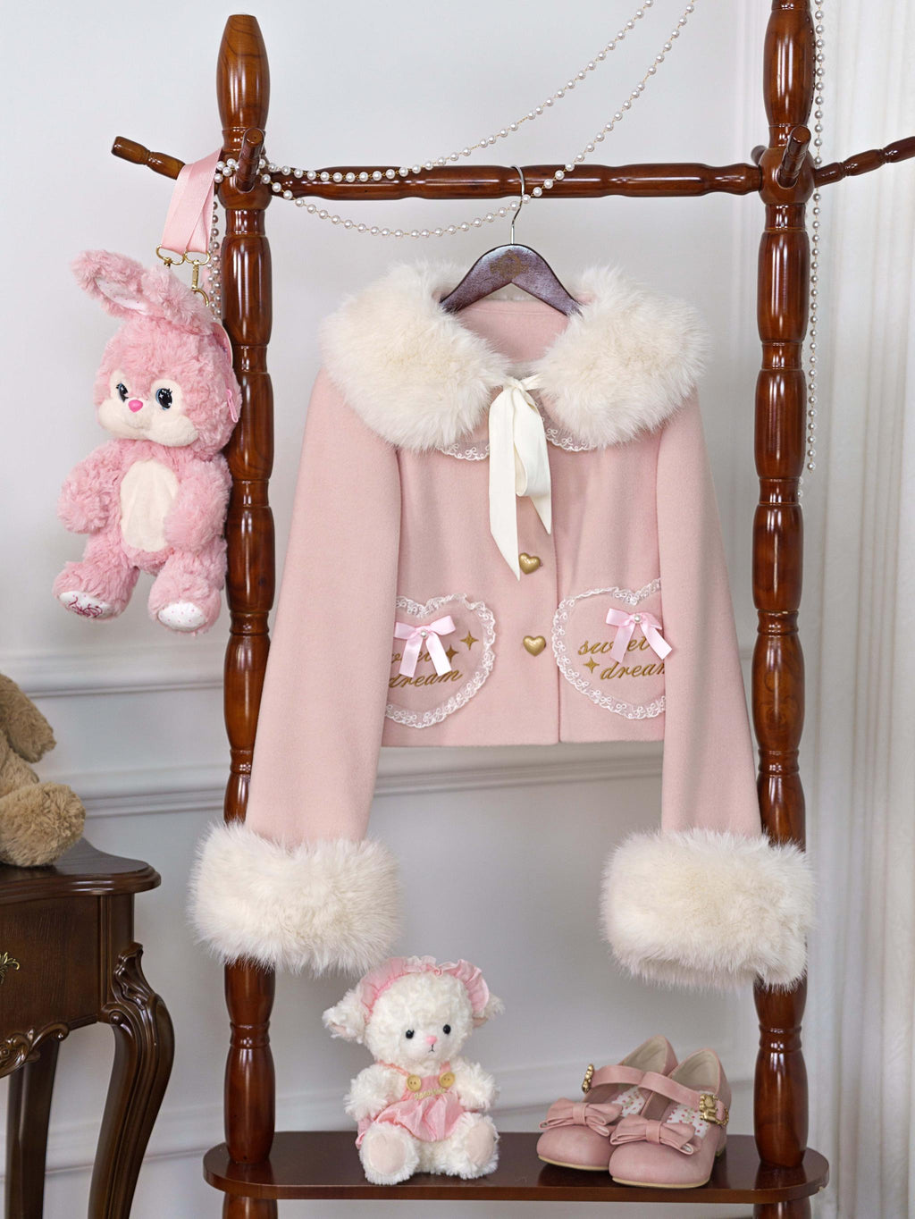 Milk Puff - Winter Fleece-Lined Sweet Lolita Coat, Detachable Collar Collection - image 4
