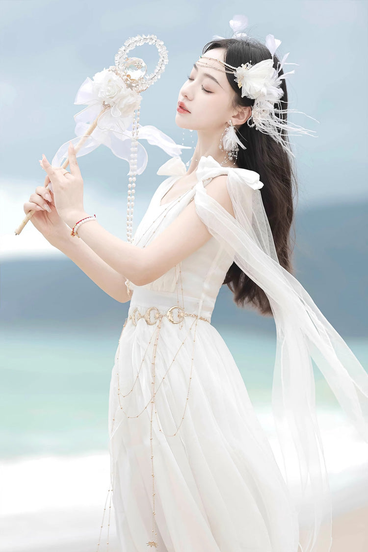 Messenger of God Greek-Inspired Elegant Lolita Long JSK Dress in White - image 7