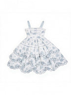 White and Blue Floral Embroidered Lolita JSK with Detachable Belt - image 10