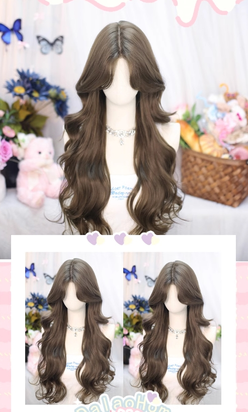 Flower Season - 70cm Long Curly Lolita Wig with Curtain Bangs - image 7