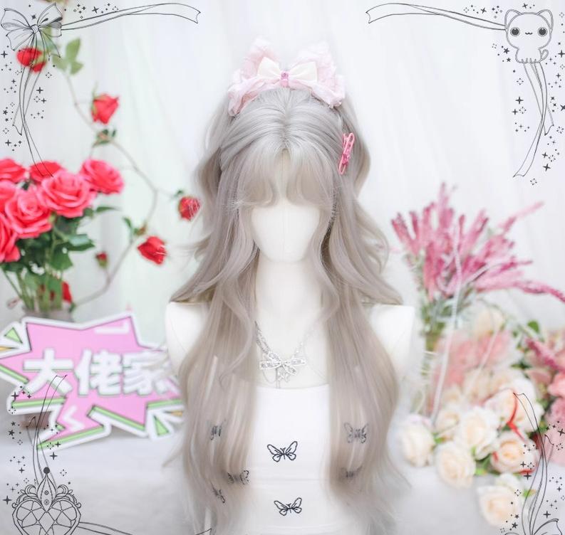 Moon Sinking - Elegant Lolita Long Curly Greige Wig - image 7