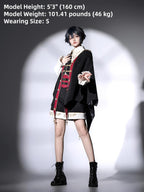 Vampire Youth - Ouji Lolita Bat Shaped Cape Set, Gold Embroidery & Red Accents - image 4