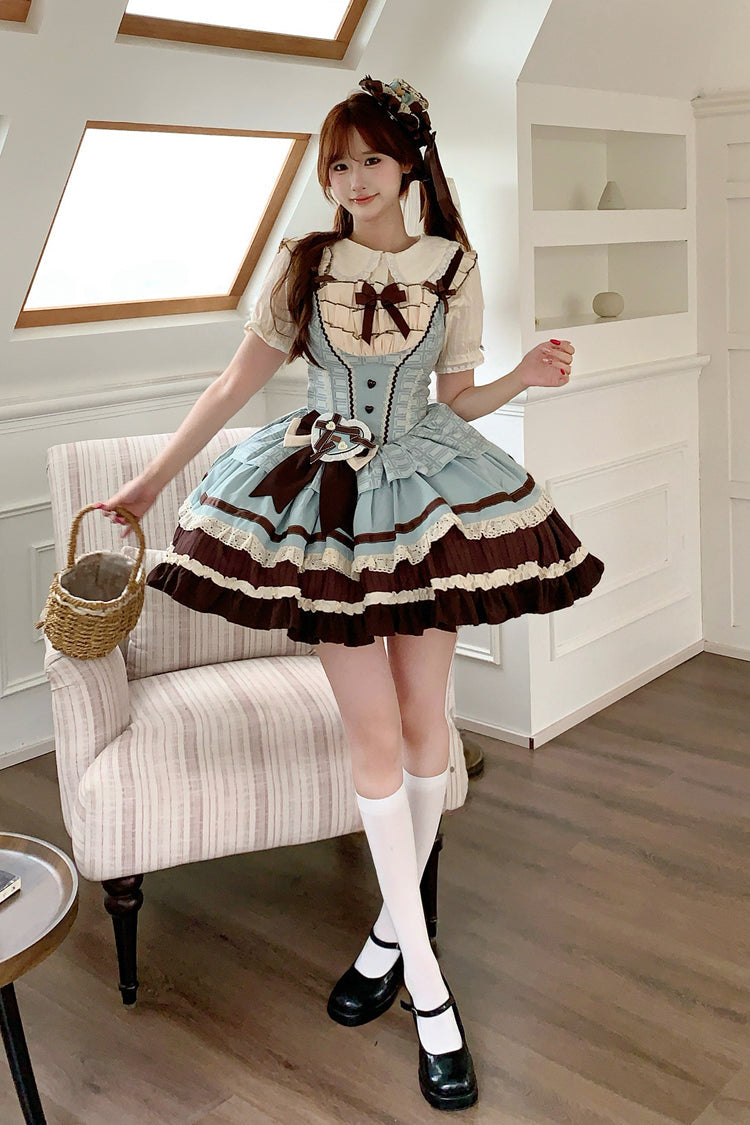 Mint Chocolate Sweet Lolita JSK Dress in Green and Brown - image 6