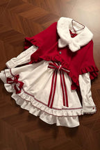Red Vow - Sweet Lolita Long-Sleeve OP Dress in Red & White - image 15