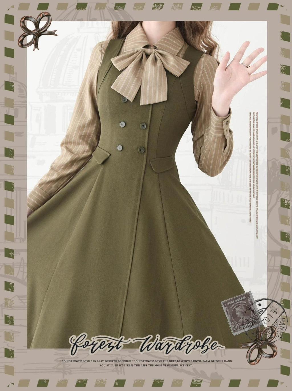 Foggy Forest - Elegant Lolita A-line JSK Dress, Side Pockets - image 10