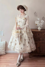 Chloris - Floral Embroidered Sweet Lolita JSK Dress in Apricot - image 1