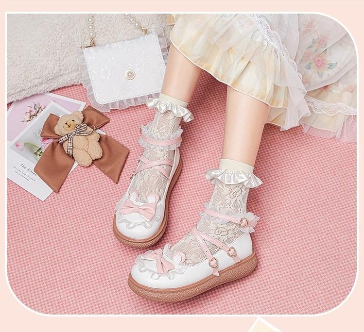 Sweet Bunny - Sweet Lolita Flat Shoes with Ear and Bow Decorations - image 5