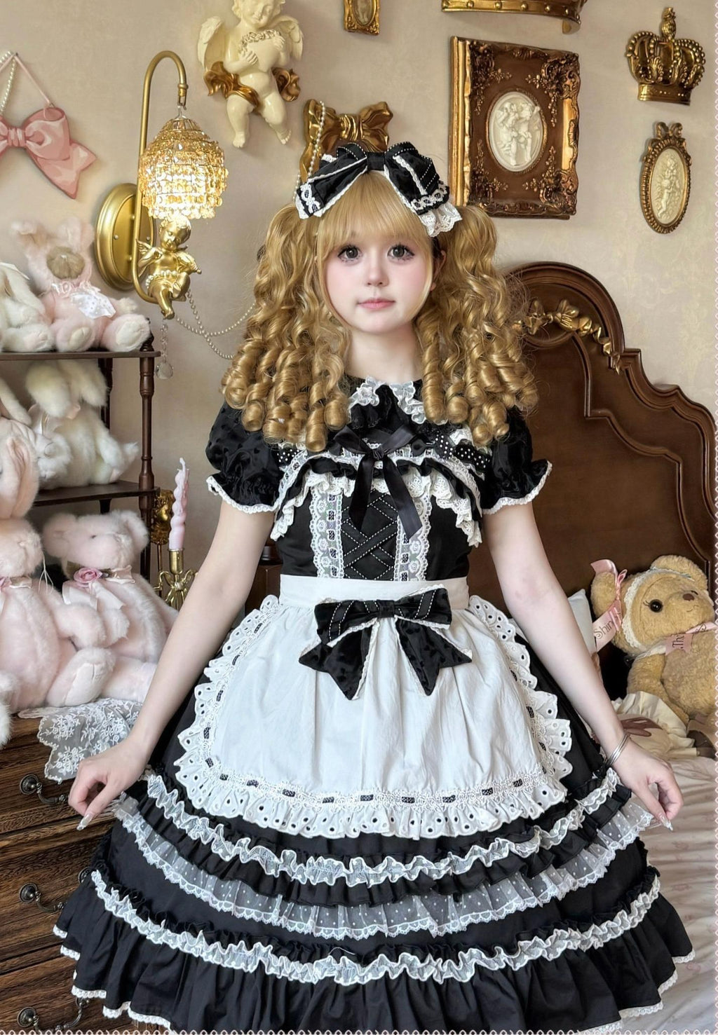 Little Dessert Chef - Old School Lolita JSK Dress, Cream-Like Ruffle and Accessories - image 4