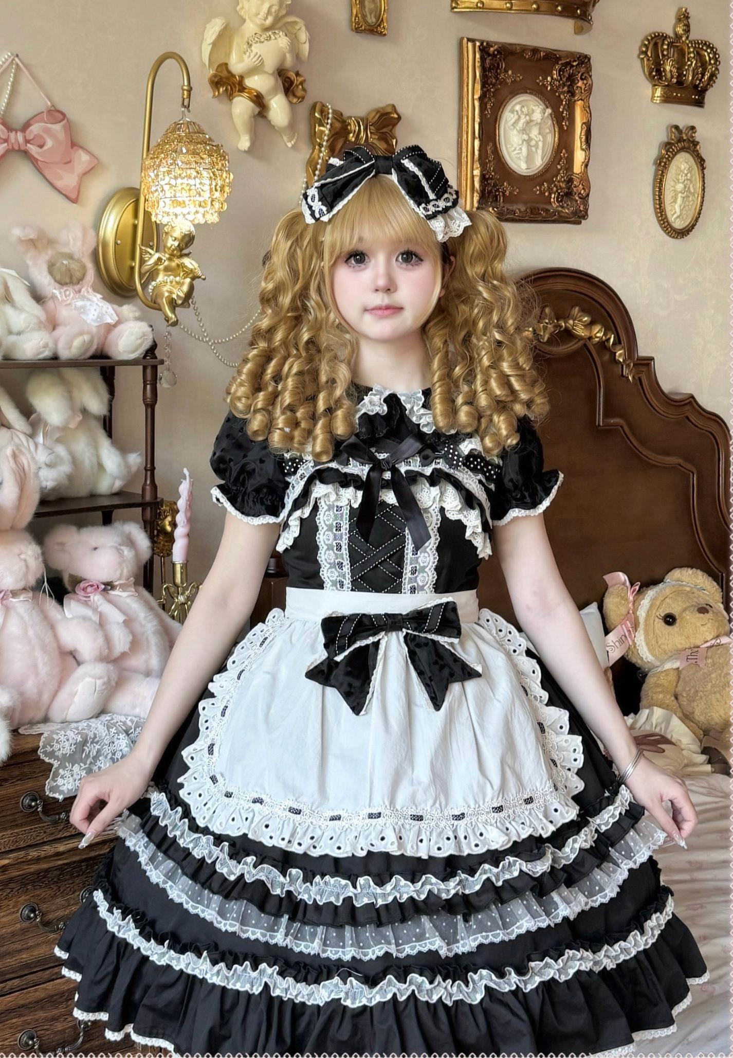 Little Dessert Chef - Old School Lolita JSK Dress, Cream-Like Ruffle and Accessories - image 4