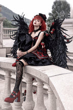 Dark Bat Motion - Gothic Lolita JSK Black Red Goth JSK Dress - image 3