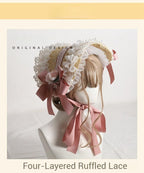 Country Straw BNT Lolita Headpiece with Ruffled Lace - image 11
