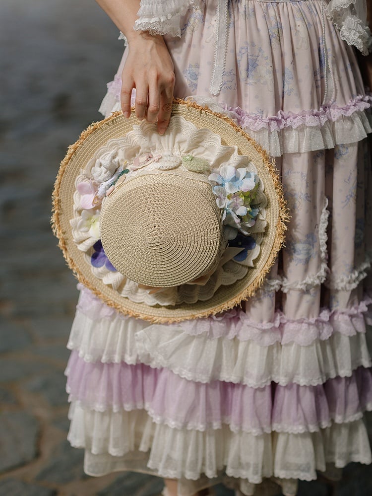 Pastoral Lamb Lolita Straw Hat with Flower and Bow Accents - image 2