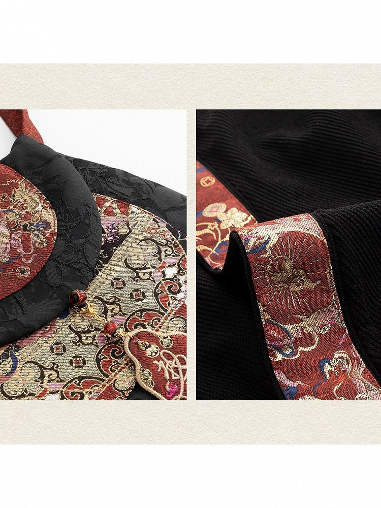 Black and Red Chinoiserie Shirt Pants and Outerwear Set - image 8
