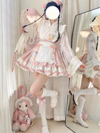 Little Herbalist - Han Lolita Skirt Outfit with Cross-collar Blouse and Apron - image 4