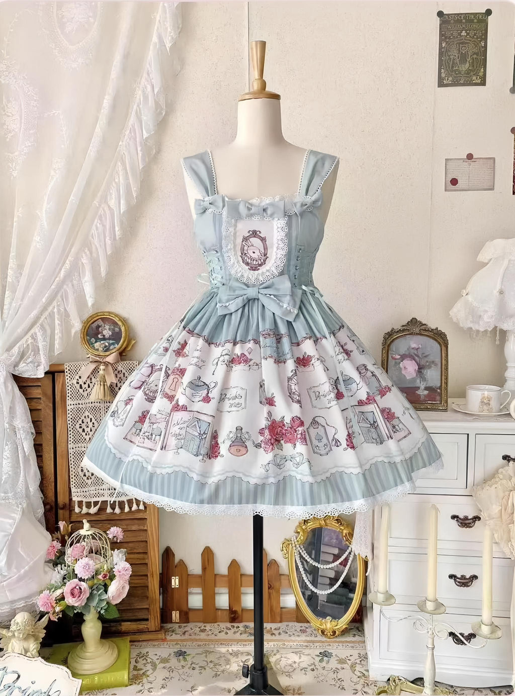 Rabbit Collection Box - Bunny Print Kawaii Lolita JSK Dress, 3 Colors - image 2