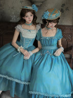 Teal Ruffle Classic Lolita OP Dress Set with Coordinating Accessories - image 10