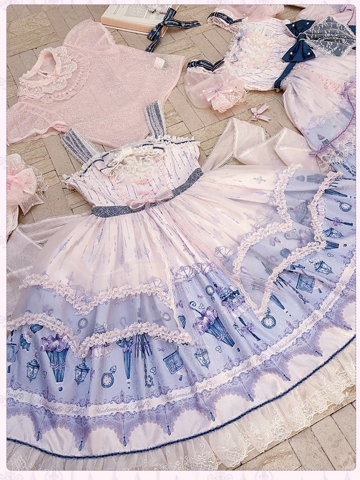 Kawaii Floral Bowknot JSK Dress with Overlay - image 5