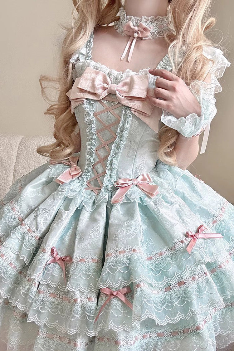 Flora Isle Butterfly Sweet Elegant Lolita JSK Dress in Green - image 2