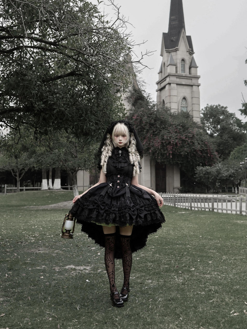 Spider Cross Knot Gothic Lolita Skirt and Blouse Set - image 9