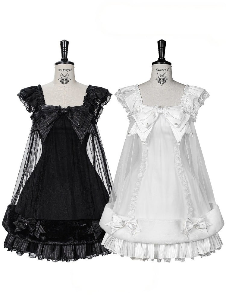 Black Gothic Pearl and Bow JSK Dress - image 4