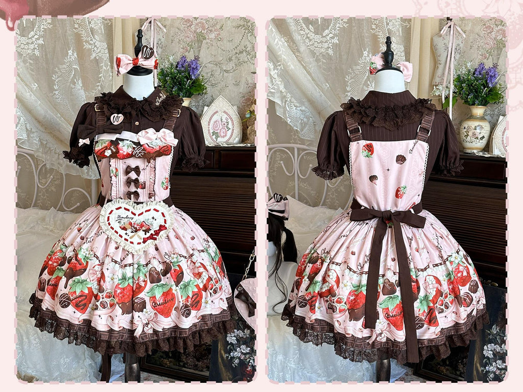 Strawberry Chocolate Lovers Sweet Lolita Embroidered Dress - image 15