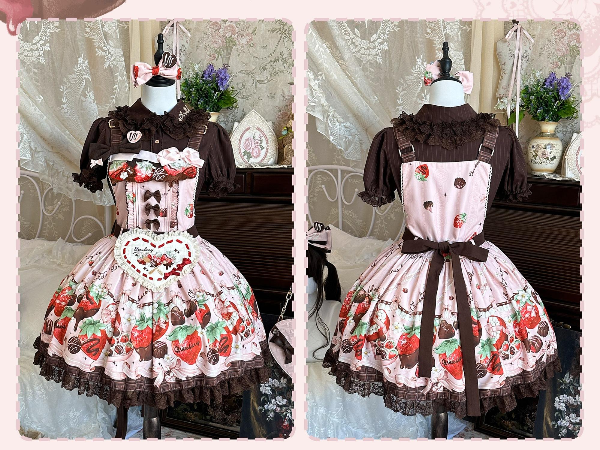 Strawberry Chocolate Lovers Sweet Lolita Embroidered Dress - image 15
