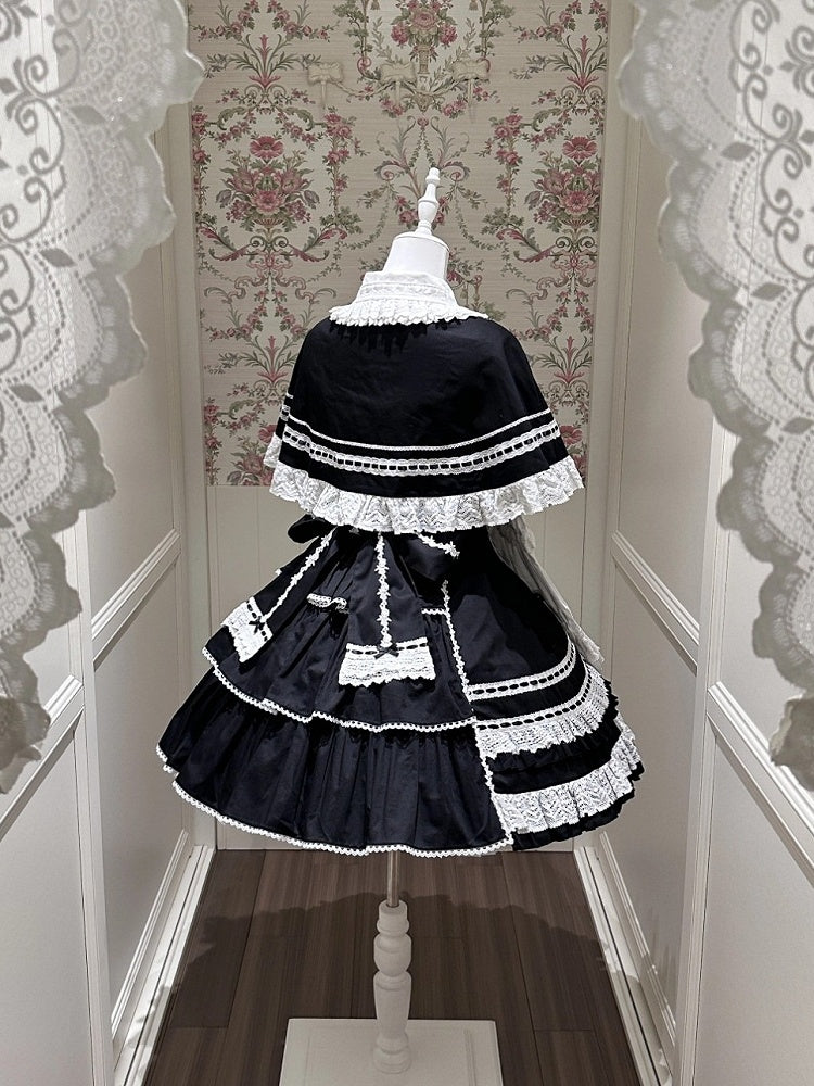 Monochrome Snowflake Cotton JSK Dress with Ruffle Trim - image 4