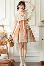 Orange Chrysanthemum Print Chinese-Inspired Lolita JSK Dress Set - image 10