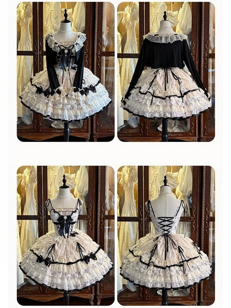 Pearl Lace Short JSK Set with Cardigan and Bow Clip - Mademoiselle Pearl - image 2