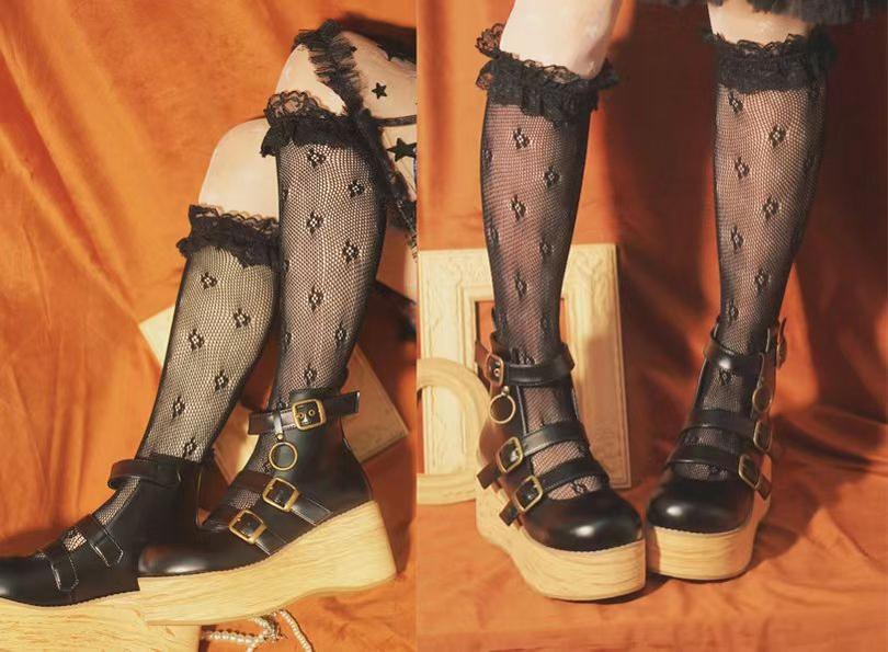 Retro Lolita Platform Shoes Round Toe Thick Sole - image 2