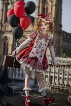 Letters and Poems · Doll Mask - Poker Clown Long Sleeves Ruffled Bow Gothic Lolita Dress Set - image 10