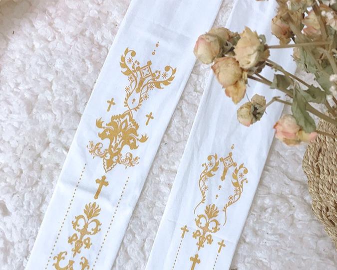 Elegant Lolita Gold Foil Printed Tights - image 26