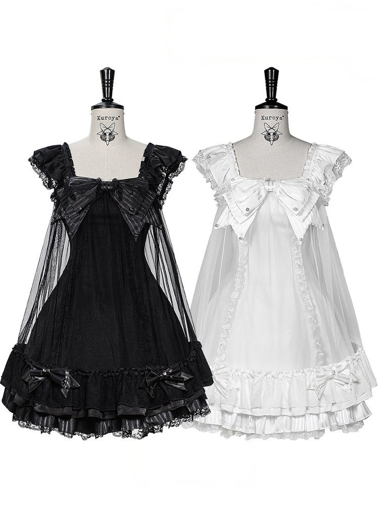 Black Gothic Lace Flutter-Sleeve Lolita JSK Dress - image 4