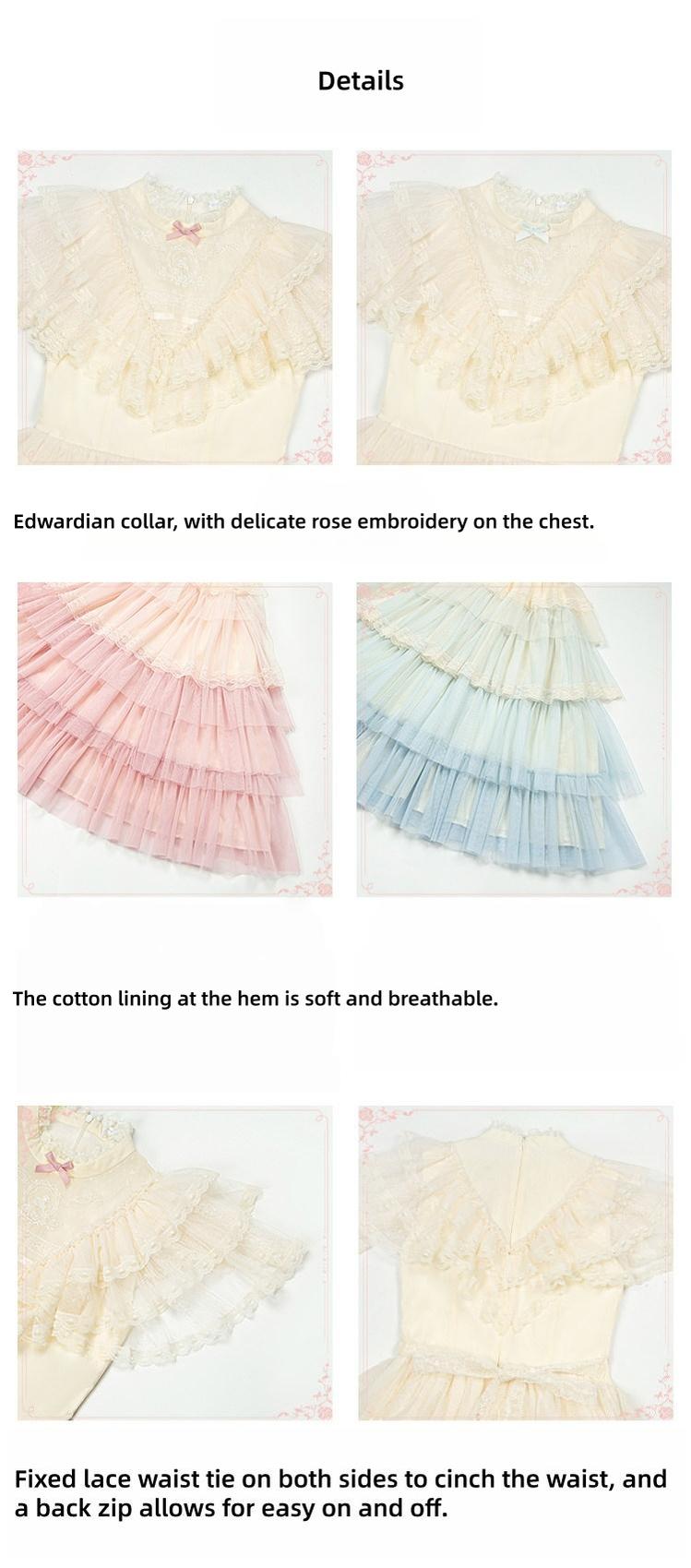 True Vow Embroidered Classic Lolita Dress with Layered Gradient Hem and Accessories - image 5