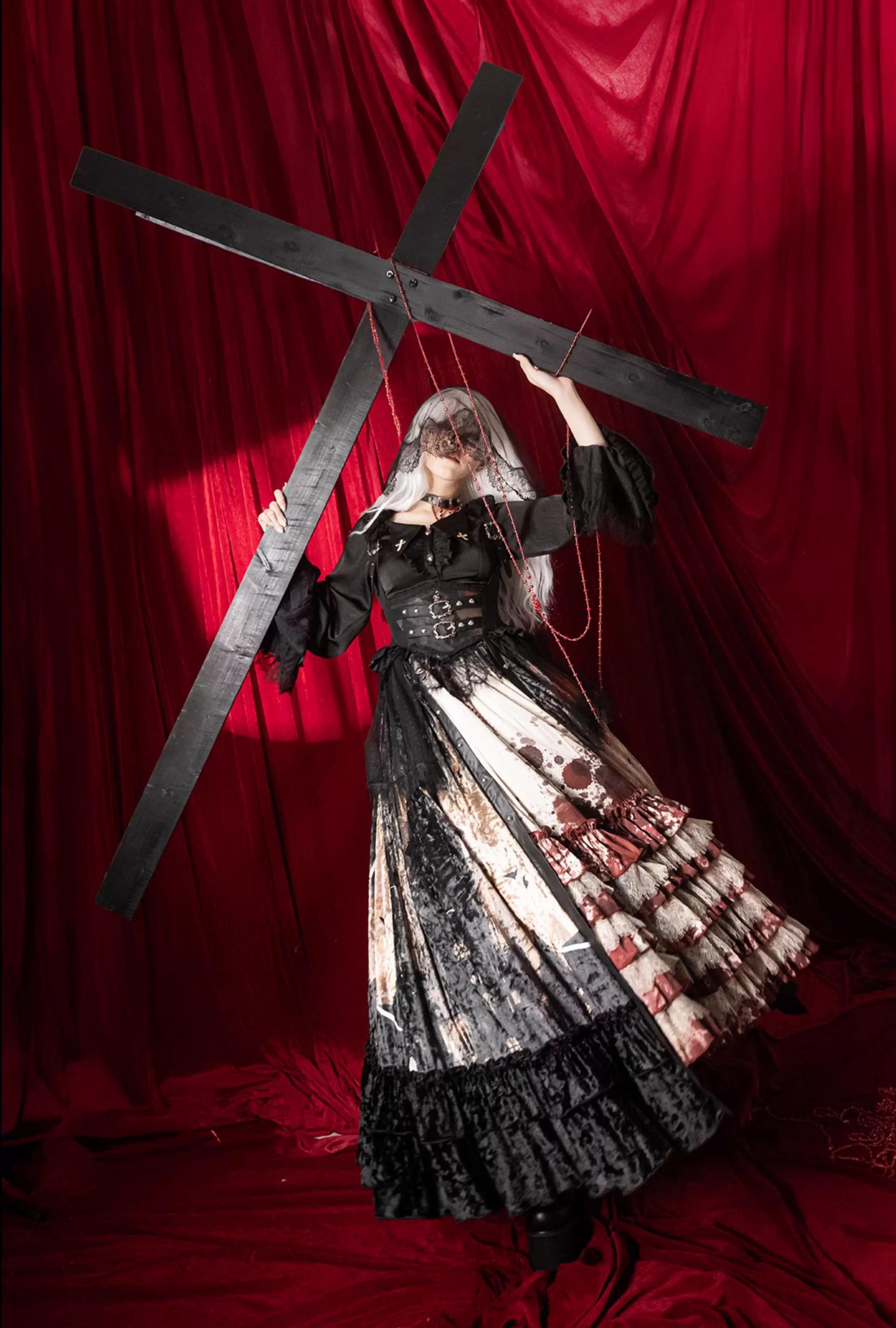 Heretic Nun - Halloween Gothic Lolita JSK Dress & Blouse Set - image 9