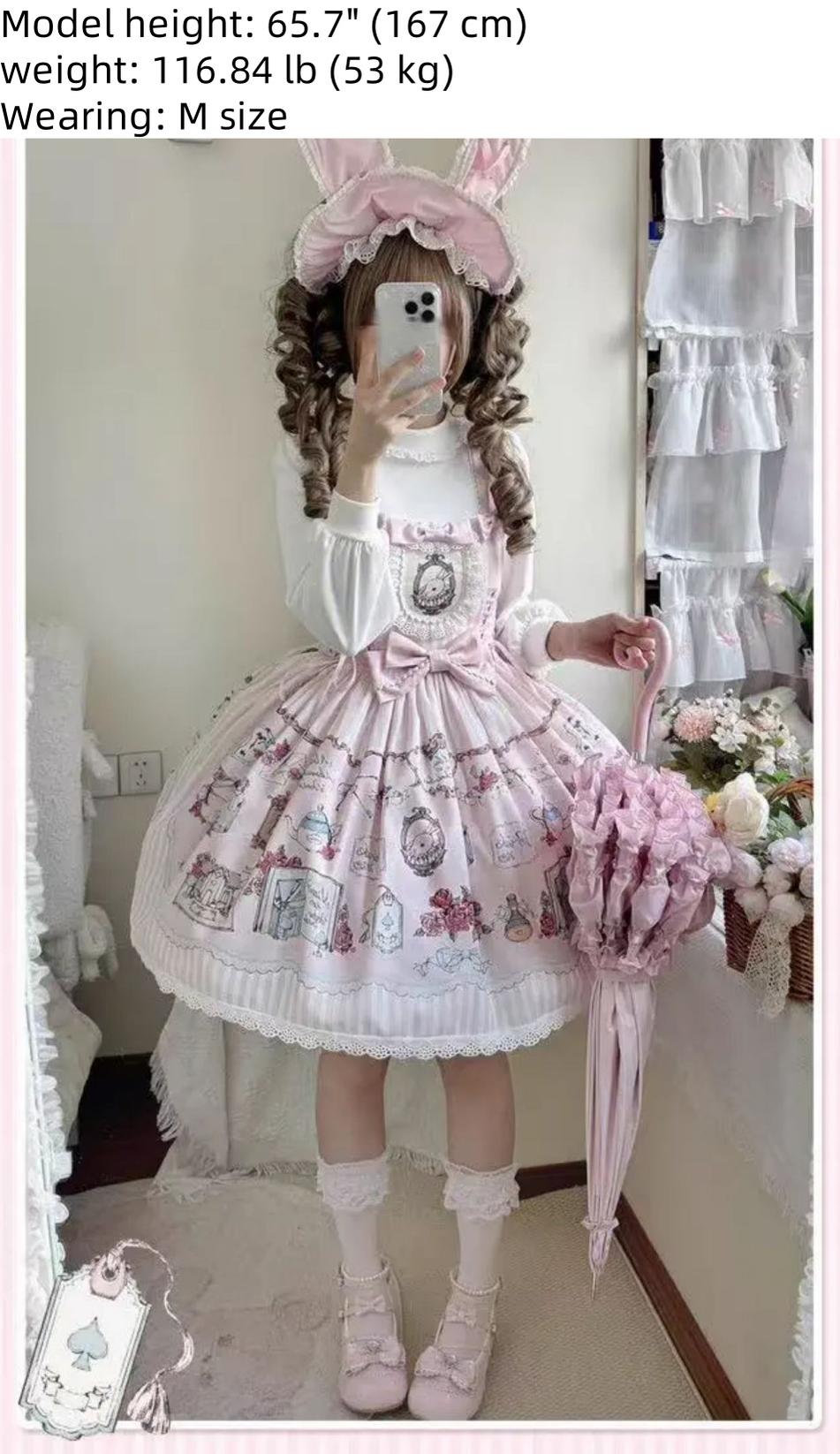Rabbit Collection Box - Bunny Print Kawaii Lolita JSK Dress, 3 Colors - image 36