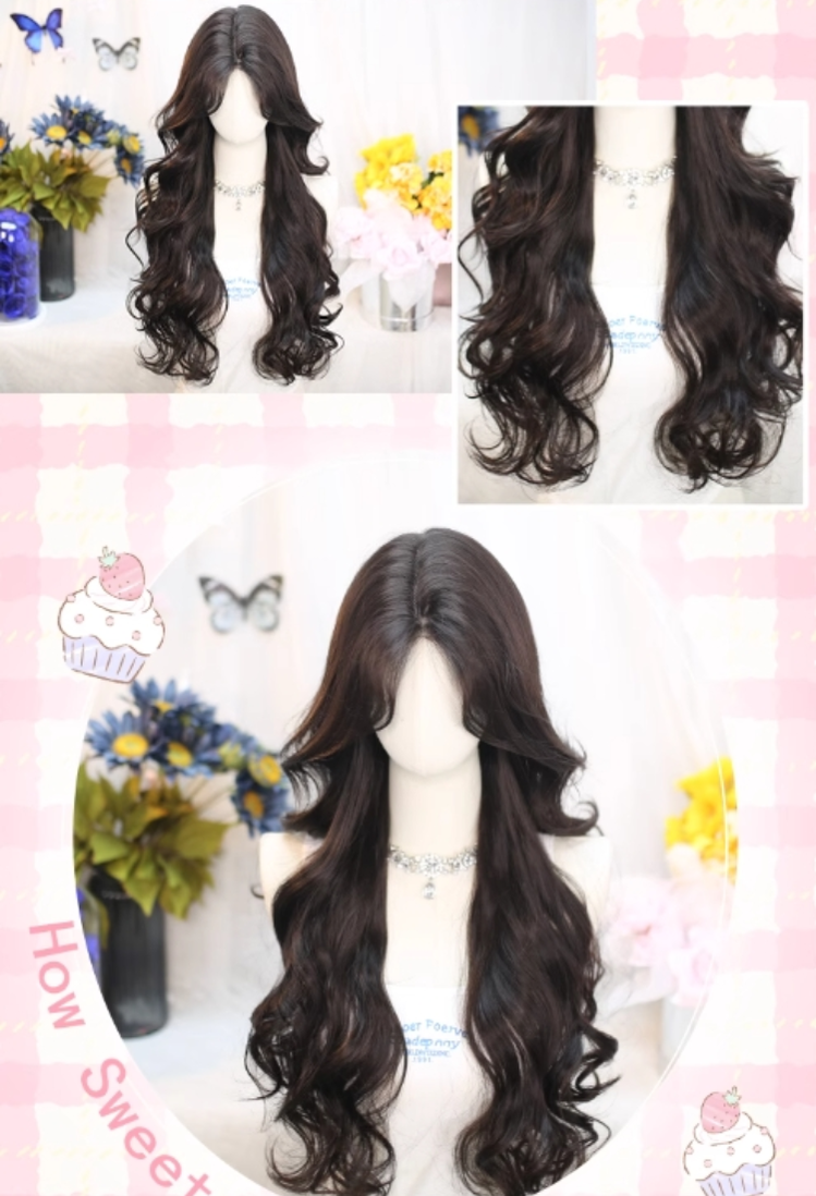 Flower Season - 70cm Long Curly Lolita Wig with Curtain Bangs - image 4