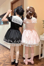 Melody Kitty - Sweet Lolita Short-Sleeve OP Dress in Black - image 9