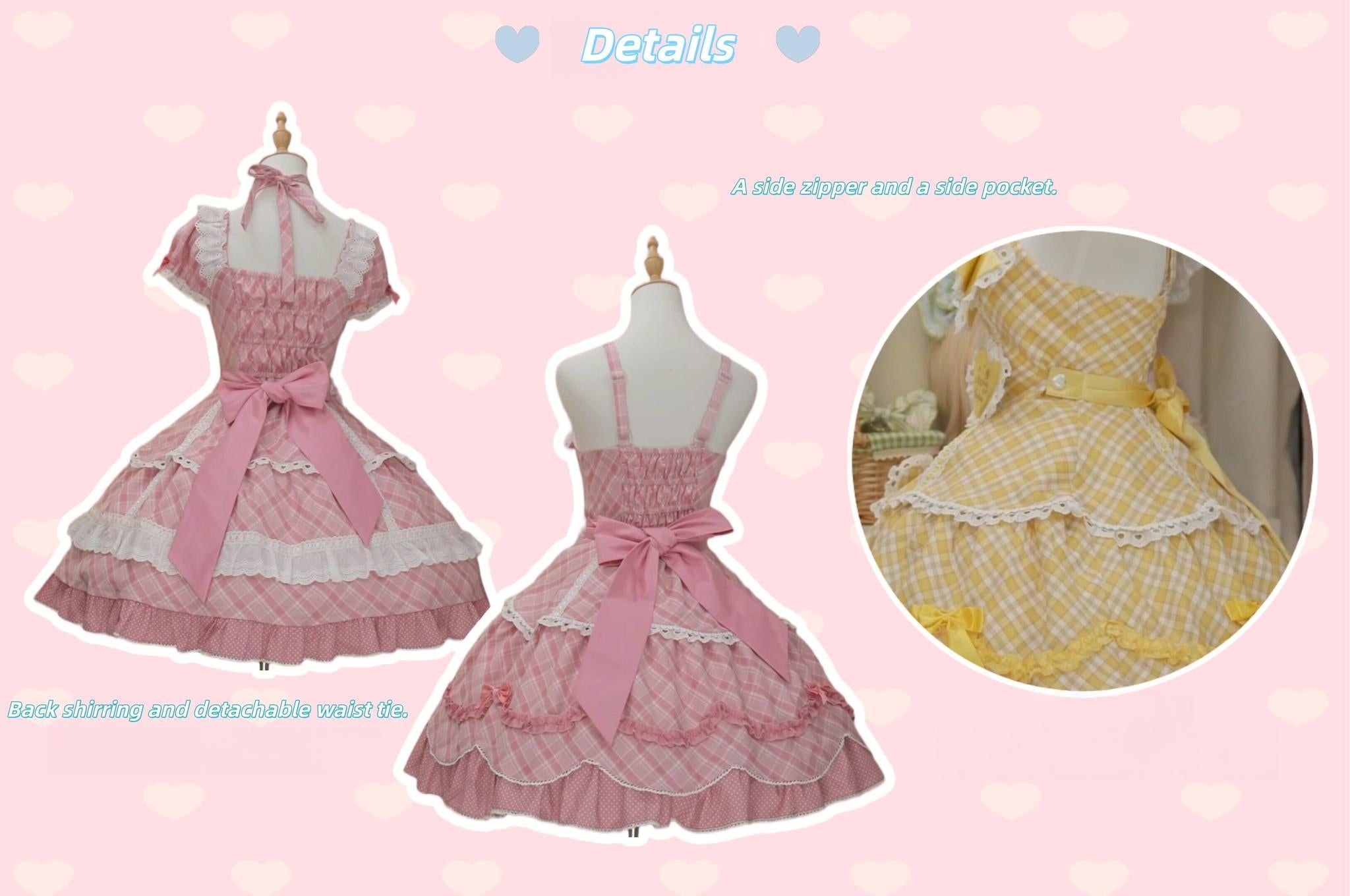 Shibuya Honey - Plus Size Sweet Lolita Plaid OP & JSK Dress - image 6