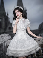 White Lily Embroidery Lace Gothic Lolita Dress - image 4